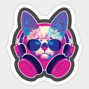 Punk Neon Cat Sticker